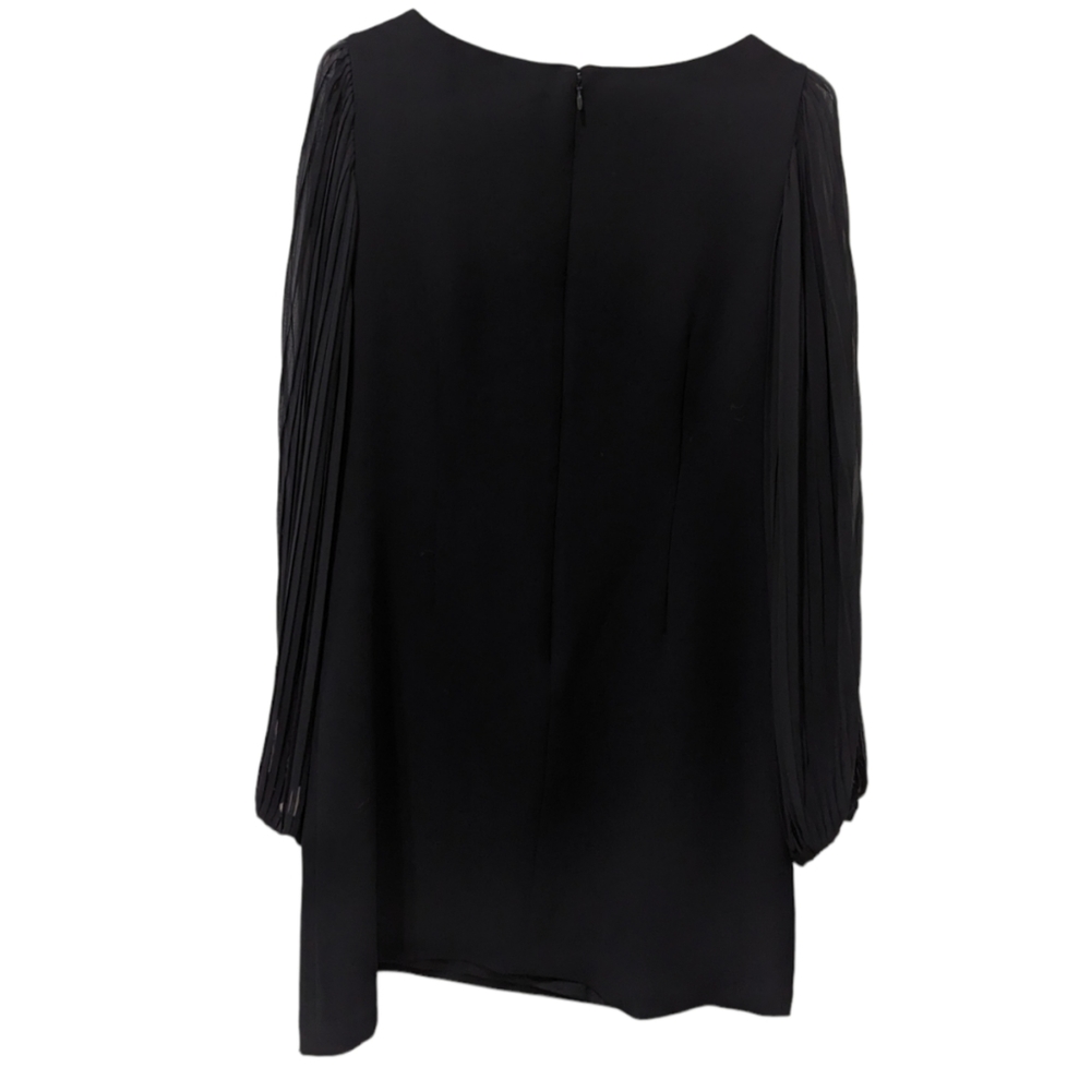 White House Black Market Chiffon Sleeve Black Shift Dress 4 - Picture 5 of 9